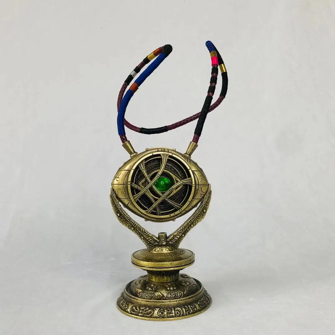 

Dr Strange Eye of Agamotto Vintage Bronze Necklace Props Lighting Stone Cosplay Display Collectible