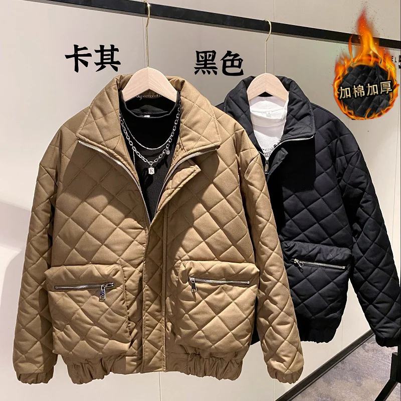 Winter Jacket Men Slim Warm Fashion Thickened Plaid Jacket Men Streetwear Korean Thick Short Coat Mens Parker Clothes M-2XL