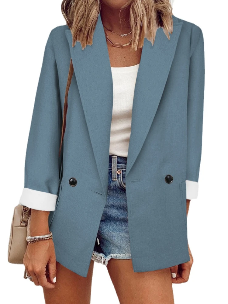 Plus Size Autumn and Winter Long-sleeved Women's One-piece Blazers/Suits Commuting New Solid Color Small Suit All-match Coat