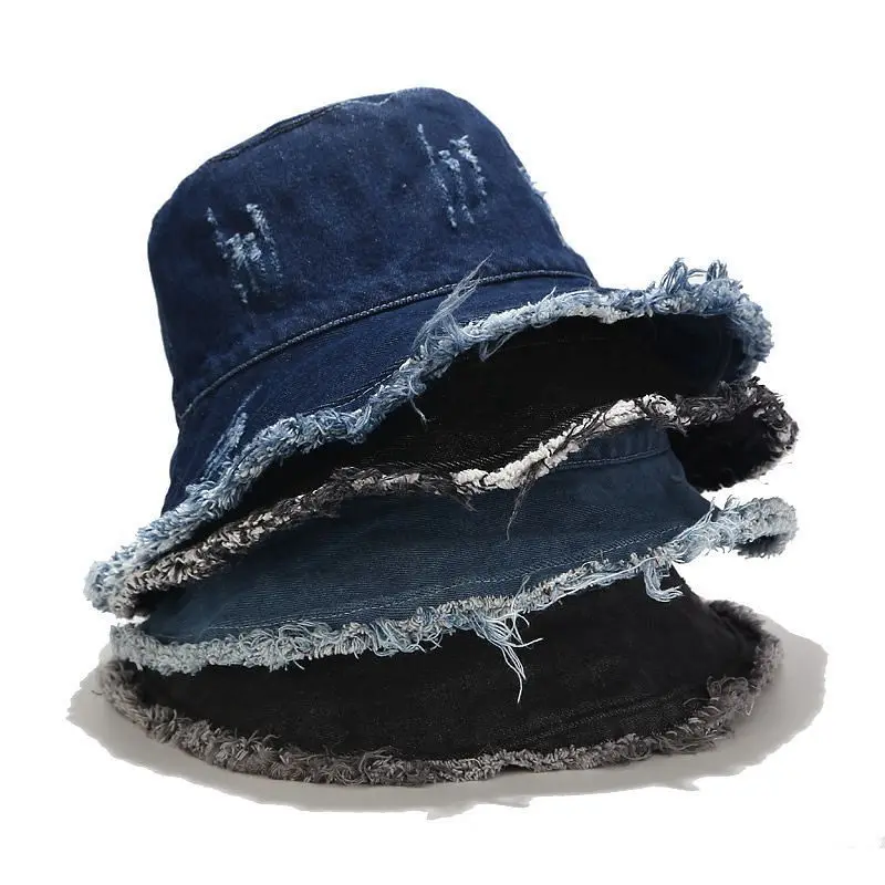 

Japanese Hats Washed Retro Ripped Cowboy Cap Fashion Street Raw Fisherman Caps Spring and Summer Outdoor Bucket Hat