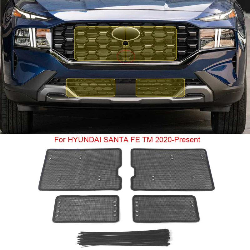 

Сетка для защиты от насекомых из нержавеющей стали, передняя решетка, вставка, сетка для стайлинга для Hyundai SANTA FE TM 2018-2025, автомобильные аксессуары