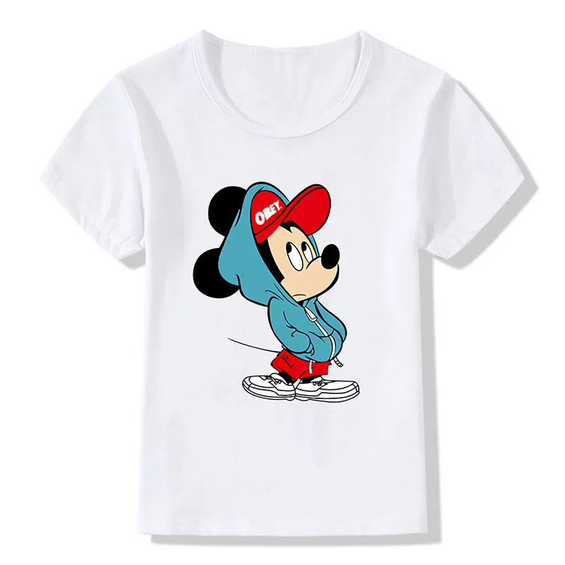 Cute Mickey Mouse T-Shirt Disney Print Kids Tshirt Girls Boys Funny Cartoon Baby Clothes Children Summer Teenagers Costumes