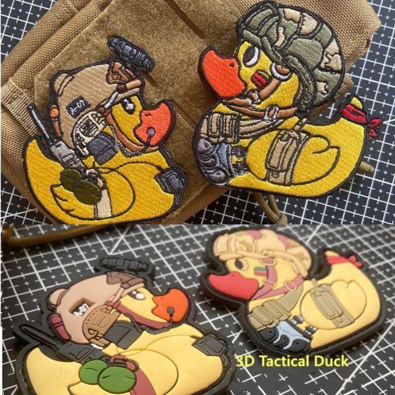 

3D PVC/Embroidery Hook and Loop Patch Little Yellow Duck Coach Tactical Armband Morale Badge Tactical Vest Backpack Sticker