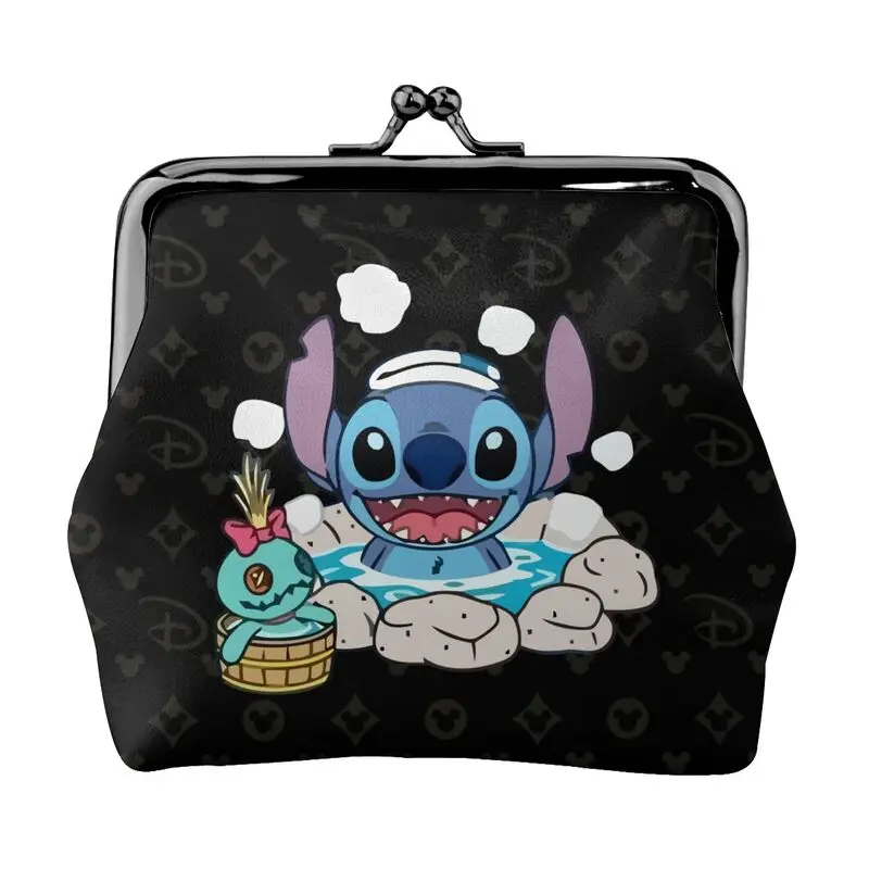 

Disney Brand Bag New Woman Cartoon Print Leather Kiss Lock Coin Purse Design Short Wallet High Quality Girl Clutch Card Holder