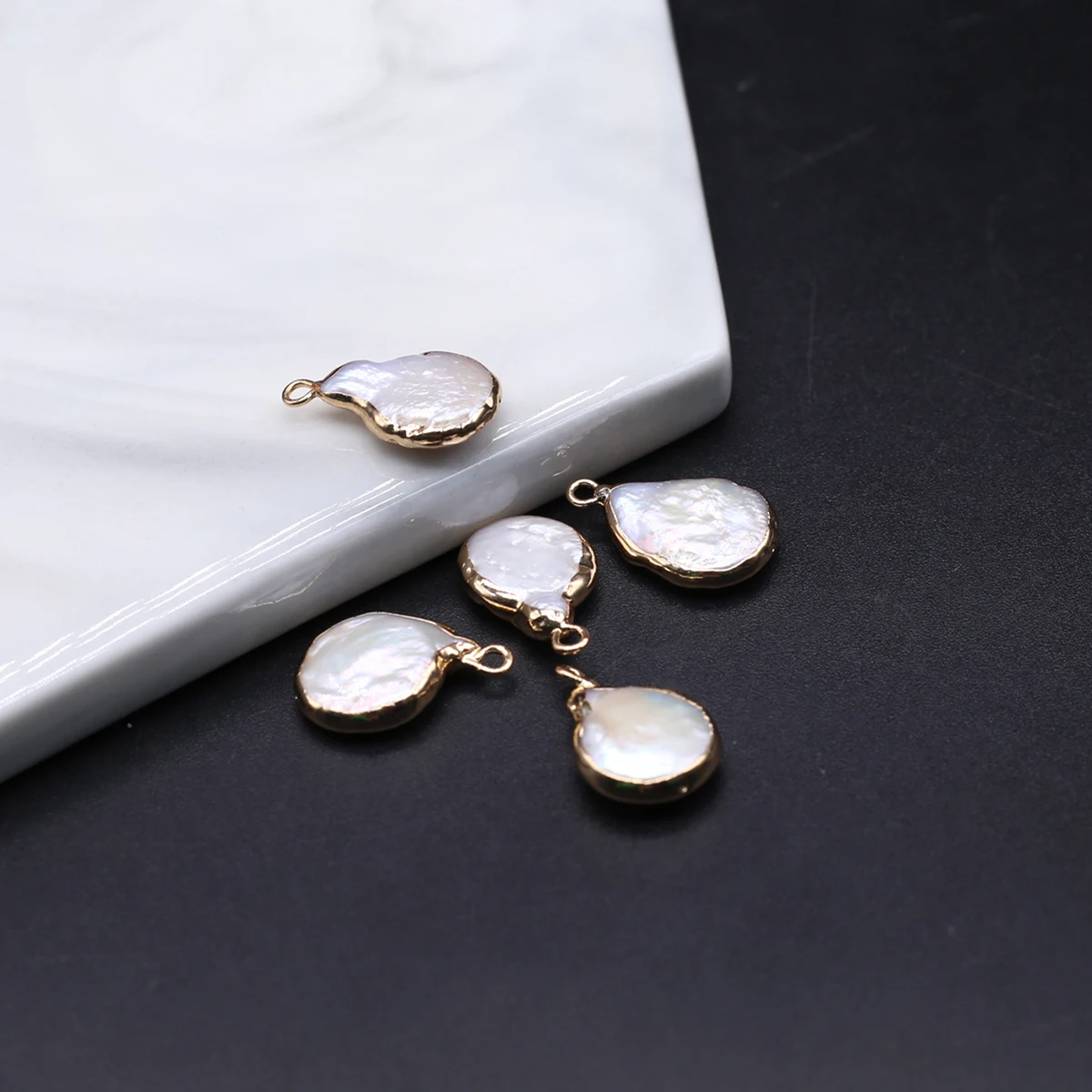 

New Natural Freshwater Pearl Pendant Gold Plated Pearl for Fashion Jewelry Making DIY Women Necklace Earring Gifts