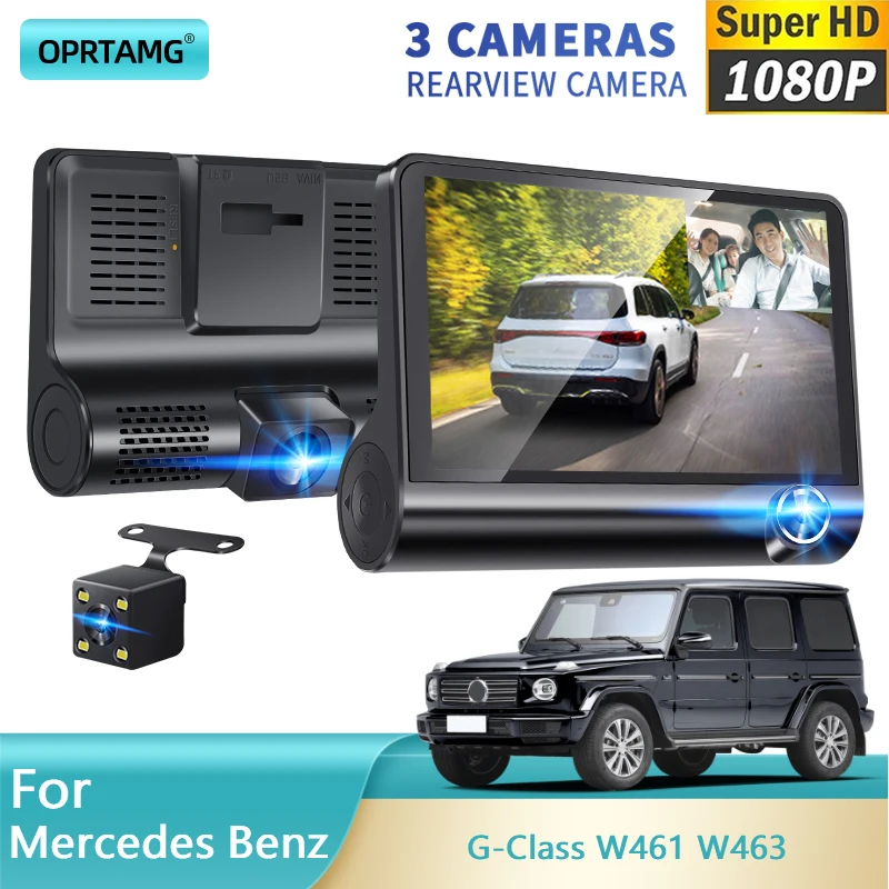 

OPRTAMG Dash Cam Car DVR 3 Cameras Lens 4.0 Inch 1080P dashcam For Mercedes Benz G-Class W461 W463 1995 1996 1997 2000 2001-2022
