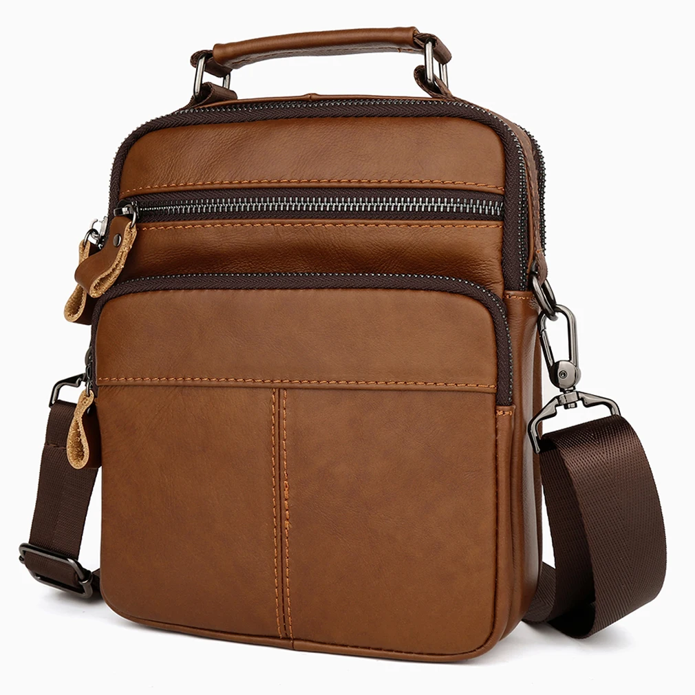

Leather Shoulder Messenger Bag Crossbody Handbag for Men Outdoor Travel Business Crossbody Small Briefcase Tote Casual Sling Day