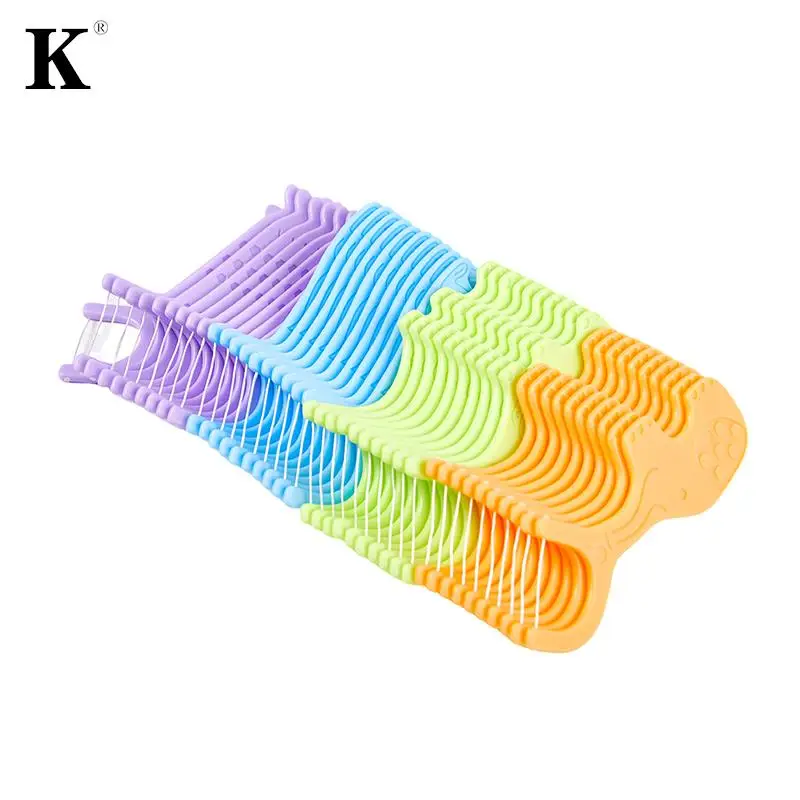 

40Pcs/Bag Super Thin Floss Stick Children's Cartoon Plastic Toothpicks Family Pack Flossing Details Cleaning Teeth