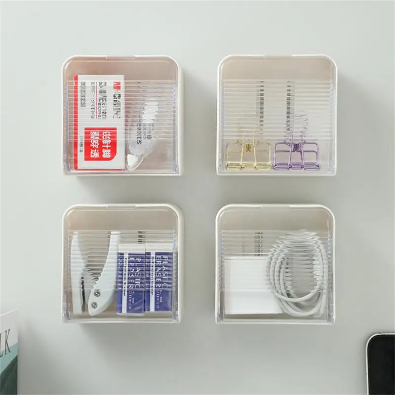 

Anti-spurting Portable Storage Container Multi-functional Nail-free Design Flap Storage Box Wall-mounted Dust Proof Transparent
