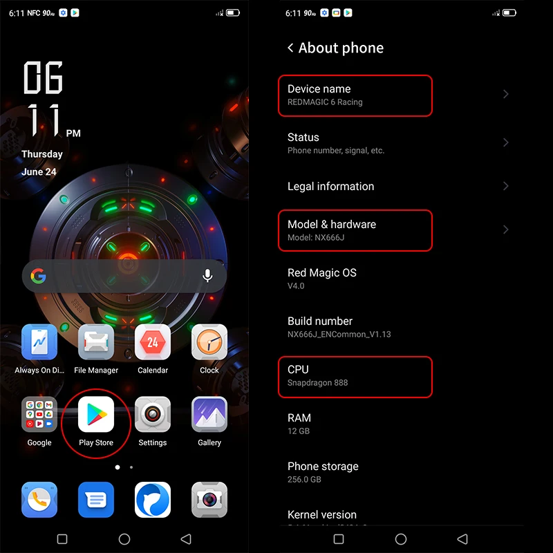 Ceny Globalna Wersja Nubia RedMagic 6R Smartfon Do Gier 12GB RAM 256GB 6.67 ''Snapdragon 888 Octa Core 64MP Quad Camera Czerwona Magia 6R