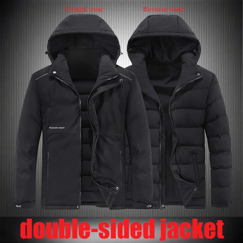

Hooded Classic Double-sided Padded Jacket Men's Thickened Warm Jackets&Coats 2022 New Fashion Down Parkas Plus Size 6XL