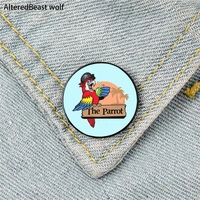 the parrot bar printed pin custom funny brooches shirt lapel bag cute badge cartoon cute jewelry gift for lover girl friends