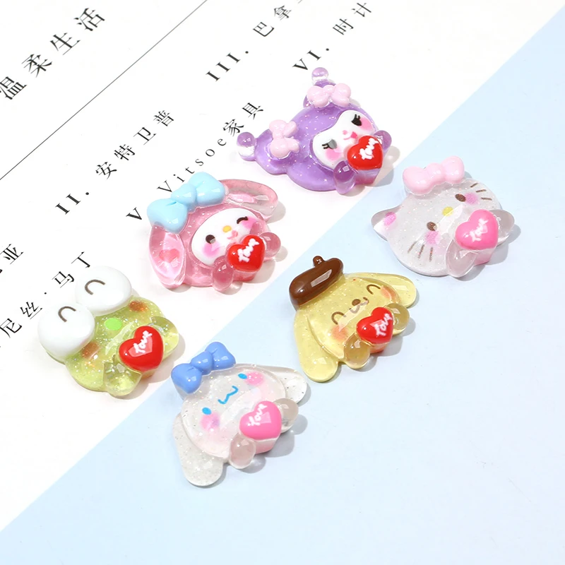 

20 шт. Sanrioed Hello Kitty My Melody Cinnamoroll ледяной Прозрачный Тонкий блестящий полимер Diy мобильный телефон чехол ювелирный Материал Упаковка