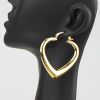 wide big hoop earrings for women statement earrings jewelry korean heart earrings ladies gold plated ear jewelry accessories