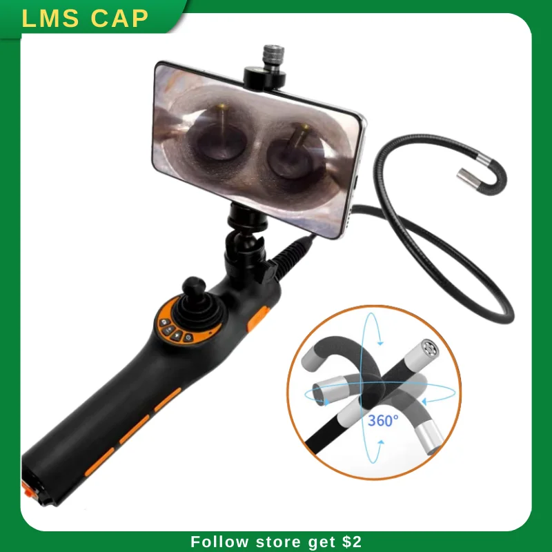 

Endoscope 4 -Way 360° Articulating Borescope with Steerable Probe for Mechanics Inspection Camera With LED For iPhone Android PC