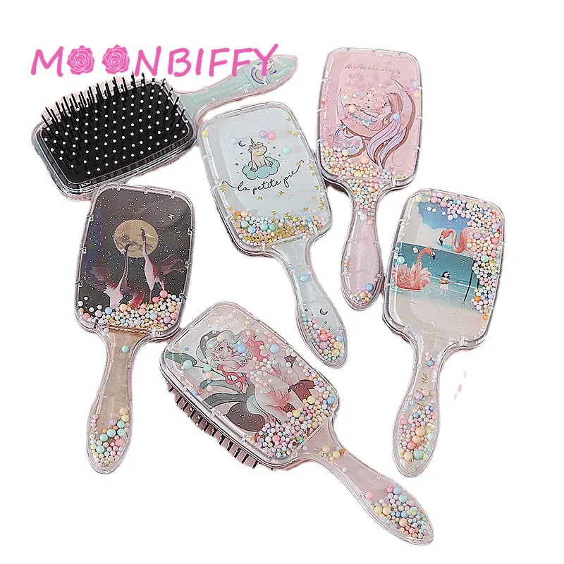 

Cartoon Rainbow Print Comb Air Bag Massage Anti-static Styling Tool For Detangler Brush Anti-knotted Reduce Hairloss Hair Brush