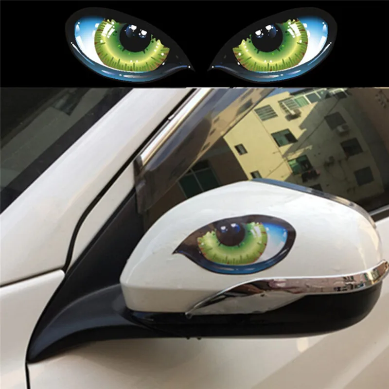 

1Pair Cool 3D Mysterious Cat Eyes Car Sticker Green Evil Window Mirror Decal Vivid Waterproof Gadgets Car Accessories Gadgets