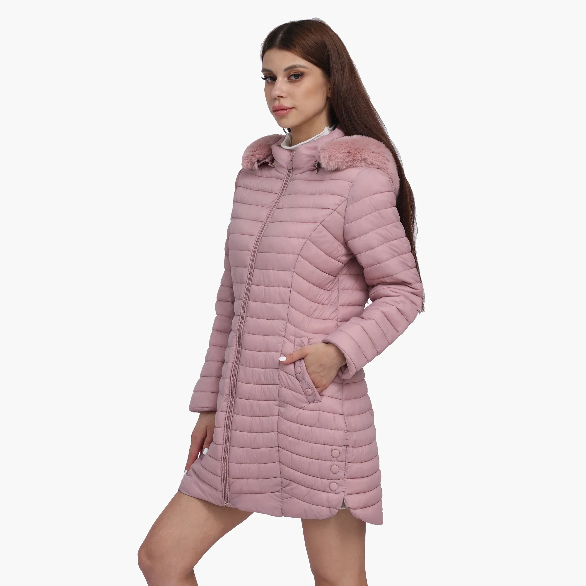 Женская зимняя длинная парка SANTELON с меховым капюшоном теплые сверхлегкие