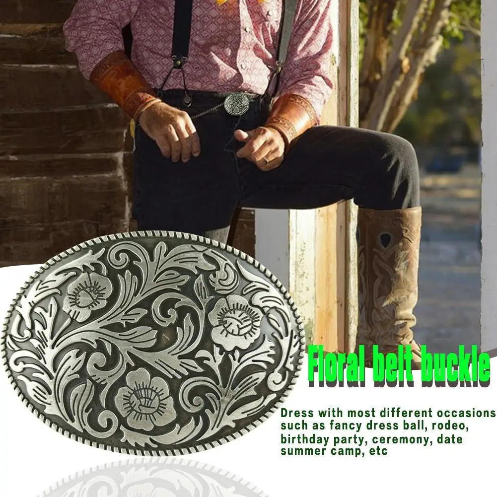 

Cowboy Style Floral Buckles Wide Belts Alloy Jeans Accessories for Men Women