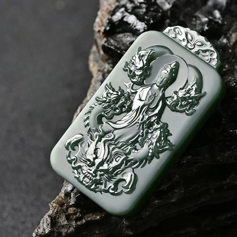 Подвеска Hetian из голубой Нефритовой башни Коулун Гуаньинь Мужская подвеска