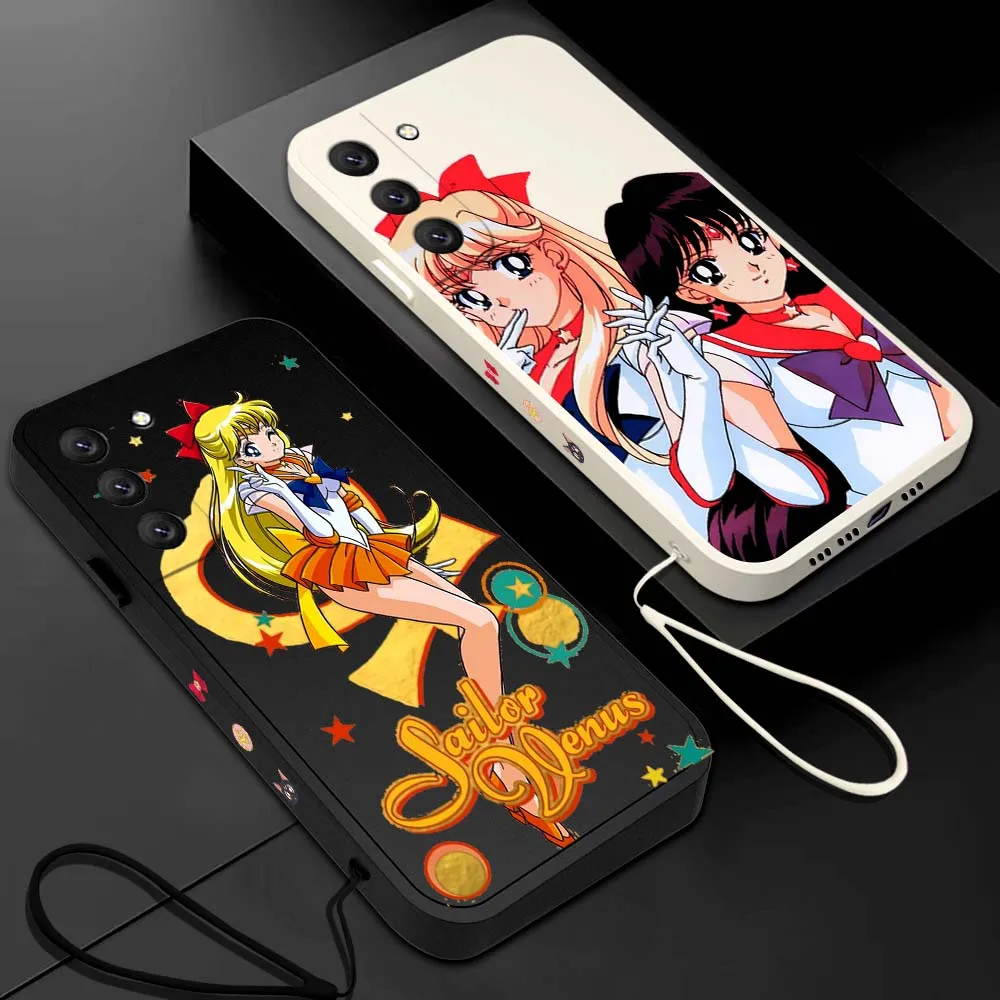 

Sailors Moons Phone Case For Samsung Galaxy S23 S22 S21 S20 Ultra Plus FE S10 4G S9 S10E Note 20 10 9 Plus With Lanyard Cover