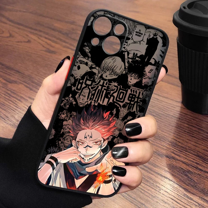 

Jujutsu Kaisen Yuji Sukuna Phone Case For iPhone 14 13 12 11 XS XR Pro MAX 8 7 6 Plus Frosted Translucent Matte Cover