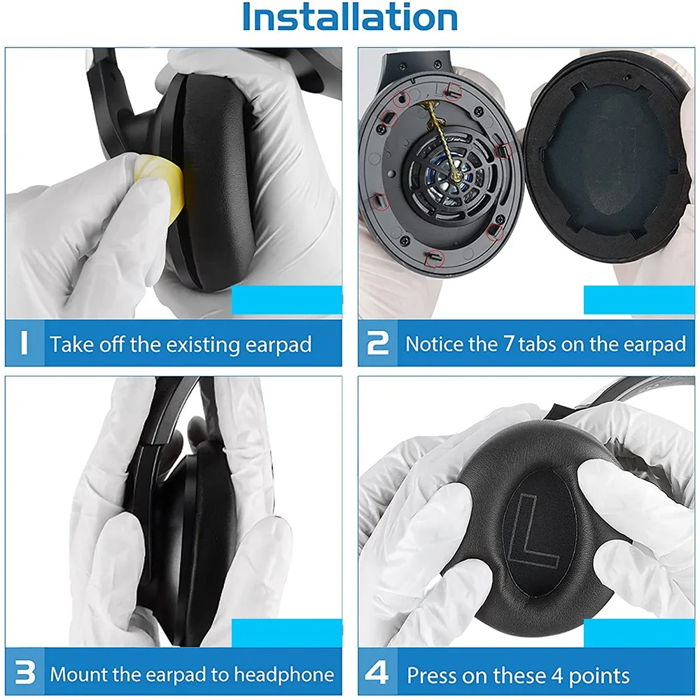 2 шт. сменные амбушюры из протеиновой кожи для наушников Anker Soundcore Life Q20 Q20BT