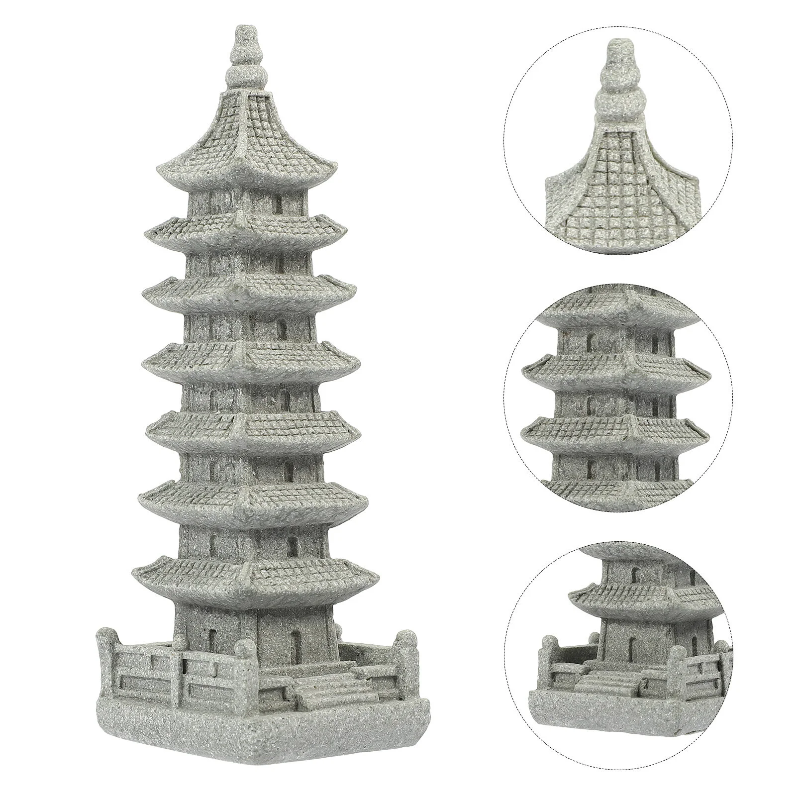 

Pagoda Mini Figurine Lightweight Ornament Bonsai Stone Simulation Decor Zen Garden Decoration Meditation Adorn