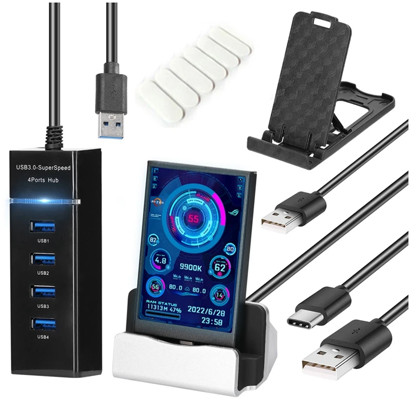 

15,6-дюймовый USB-шасси, Sub-Screen, процессор, GPU, оперативная память, для свободного AIDA64, черный