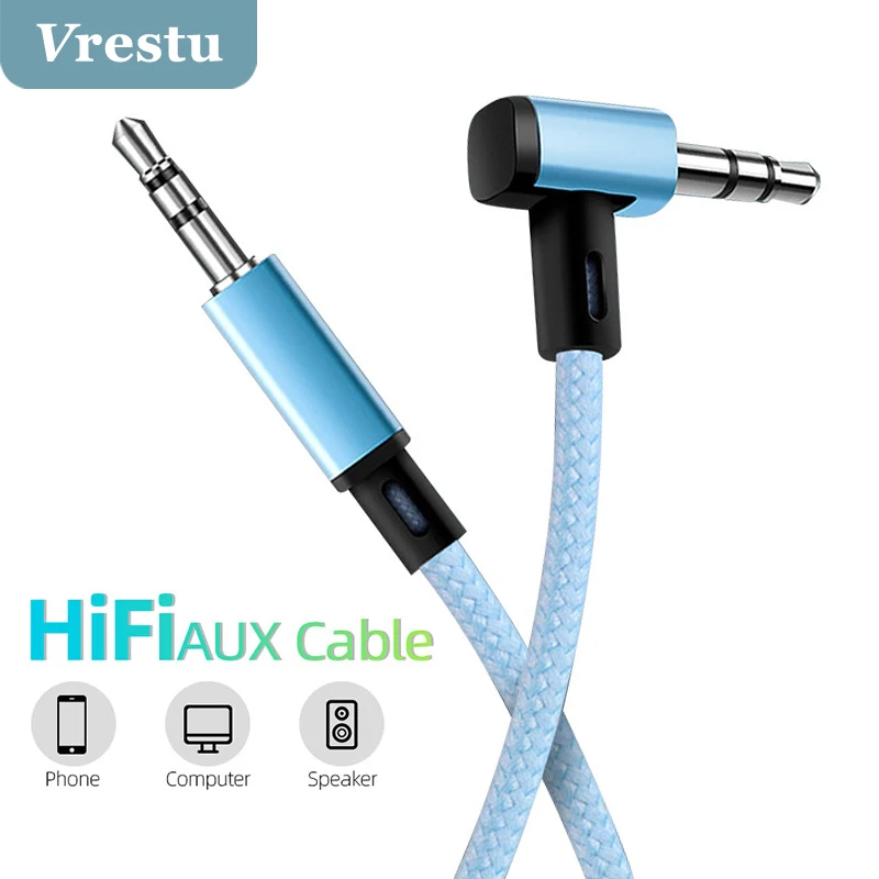 

3.5mm Jack Audio Line AUX Cable Nylon Braided Aux Cord Male-Male Stereo HiFi Sound Universal Auxiliary Wire for Car Speakers PC
