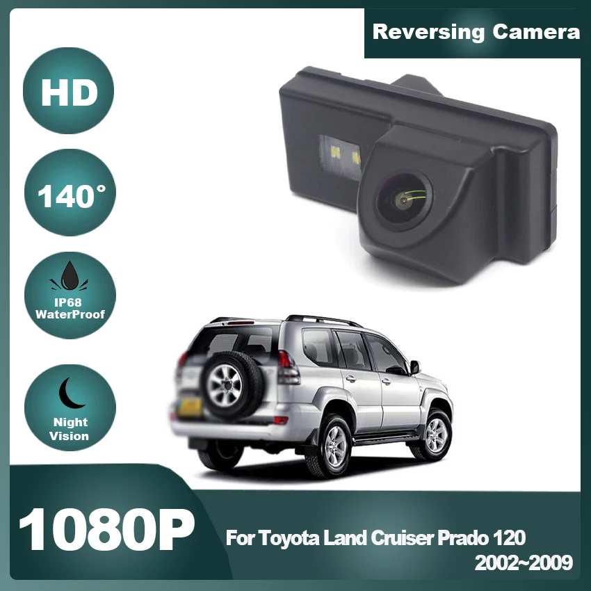 Фото Камера заднего вида CCD HD «рыбий глаз» для Toyota Land Cruiser Prado 120 2002 2003 2004 2005 2006 2007 2008 2009, автомобильный резервный монитор №1