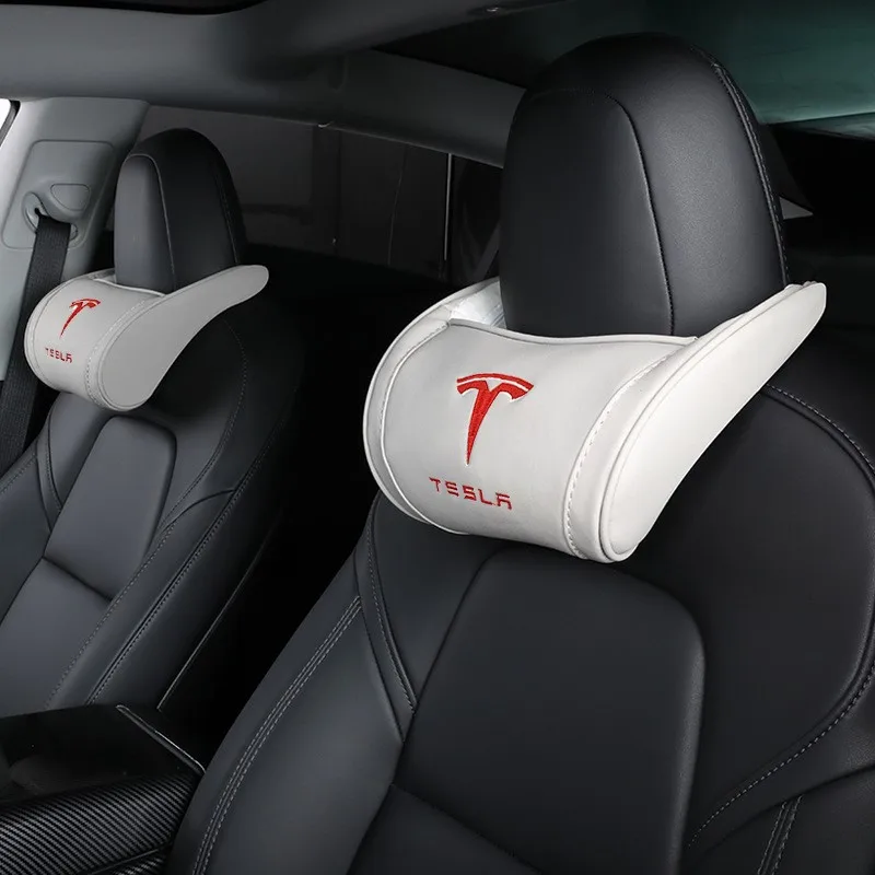 

Кожаная Автомобильная подушка под шею для Tesla Model 3 X S Y 2022, автомобильные принадлежности, подголовник сиденья, Шейная Подушка Tesla Model Y 2023, автомобильные аксессуары