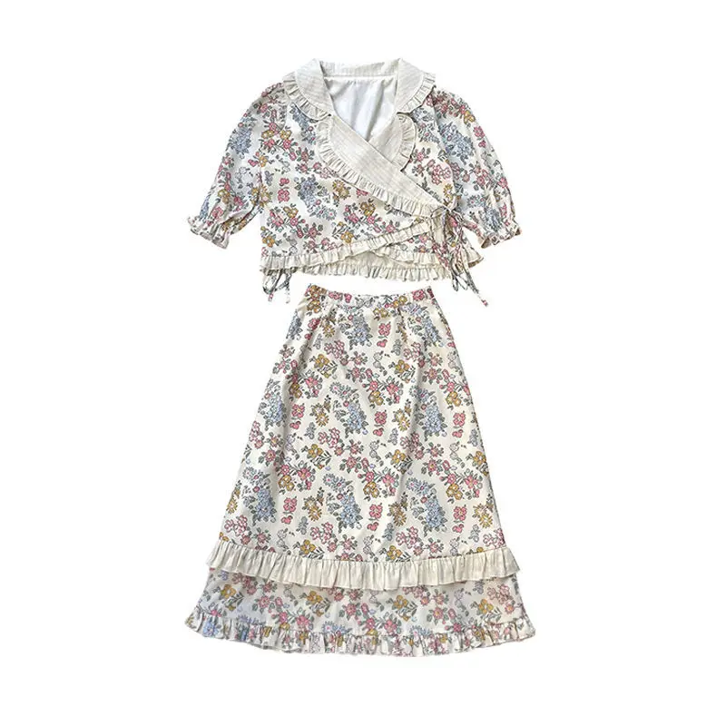 Gaganight женская рубашка с длинным рукавом цветочным принтом и отворотом комплект