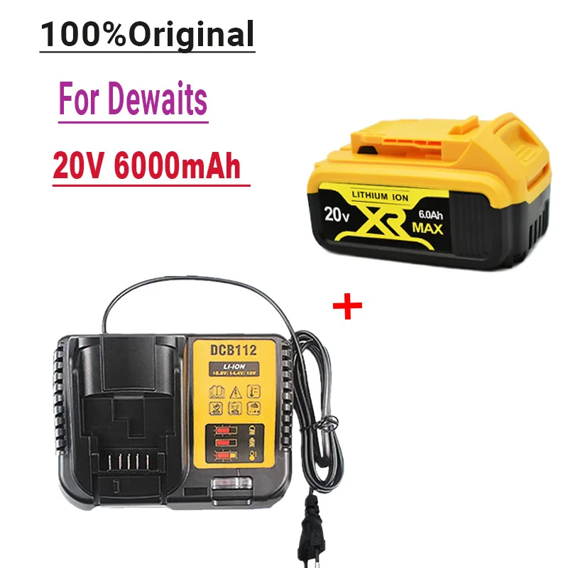 

2022 Powtree 6000mAh 18V/20V for Dewalt Power Tool Battery for DCB180 DCB181 DCB182 DCB201 DCB201-2 DCB200 DCB200-2 DCB204-2