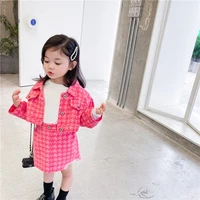 girls princess suit 2022 spring and autumn korean version childrens puff sleeve denim jacket short skirt two piece set