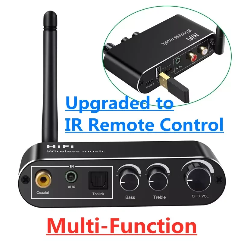 

Digital to Analog Audio DAC Converter Spdif Optical Coaxial Signal to 3.5MM 3.5 AUX RCA Amplifier Decoder Bluetooth 5.0 Receiver