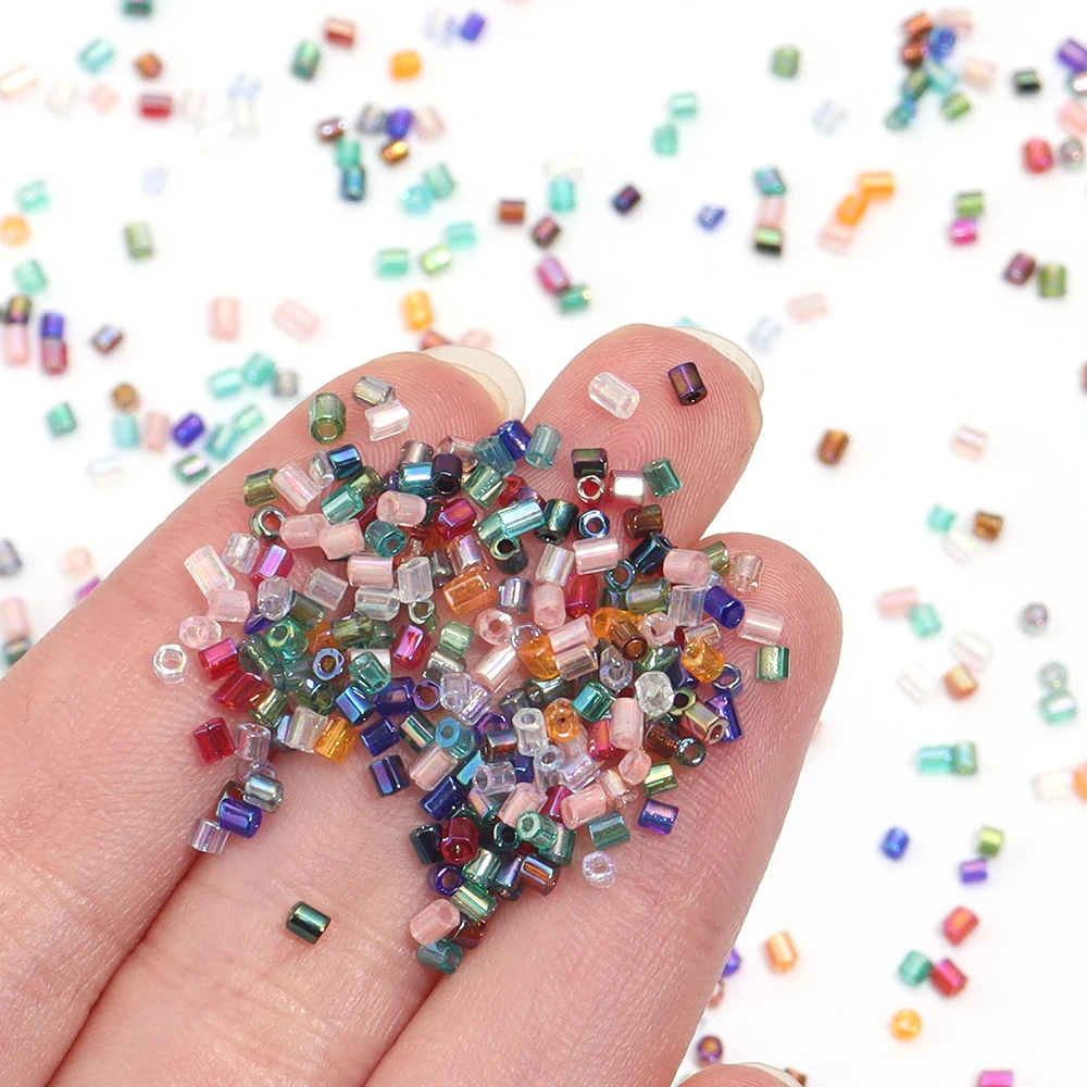 Стеклянные цветные трубчатые прозрачные бусины 2 мм