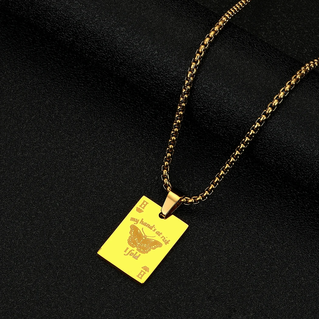 

CHENGXUN Butterfly Pendant Necklace Stainless Steel Charm Jewelry for Men and Women