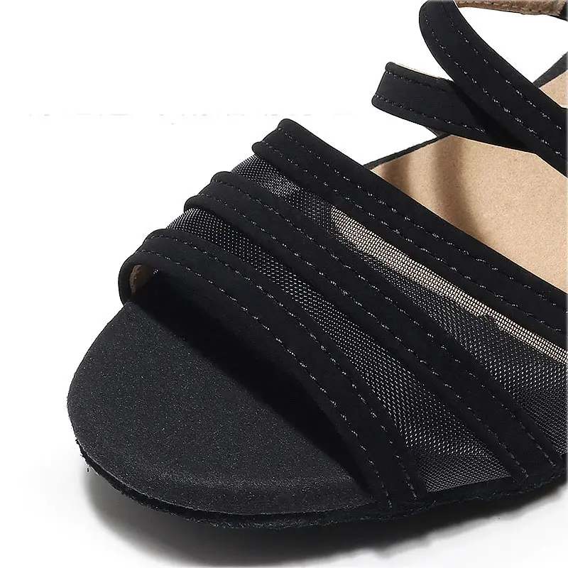 Latin Dance Shoes Women Ladies Dancing Shoes High Heels Salsa Tango Mesh Suede Sole Girls Dance Boots Sandals Plus Size 35-43