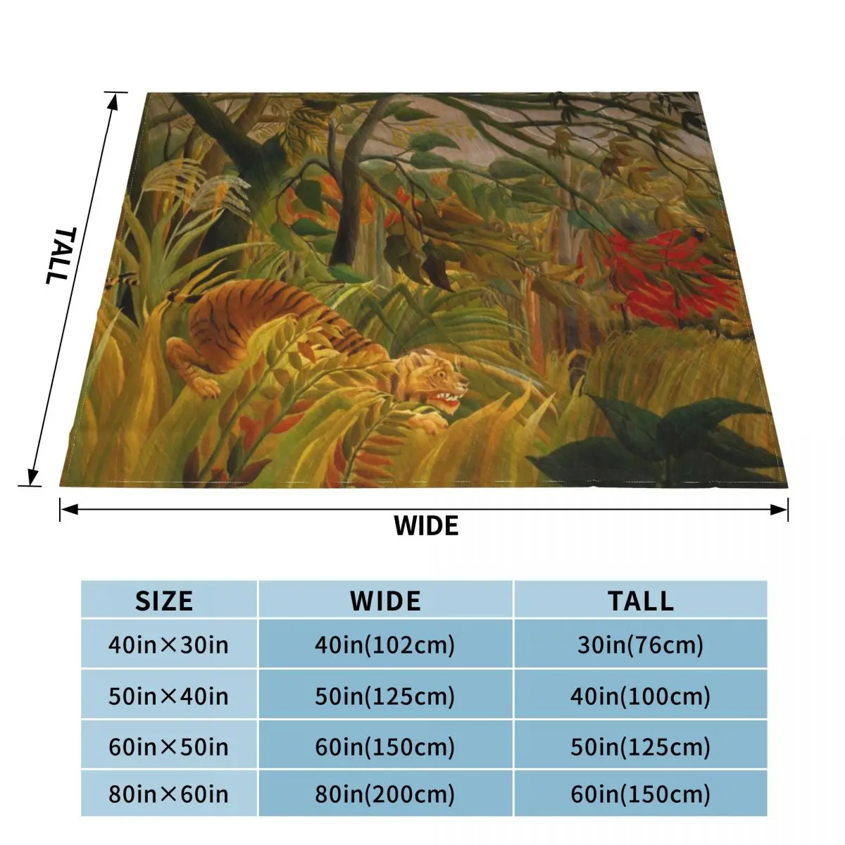 Накидка с рисунком Анри Руссо-тигра в тропическом шторме забавный подарок одеяло