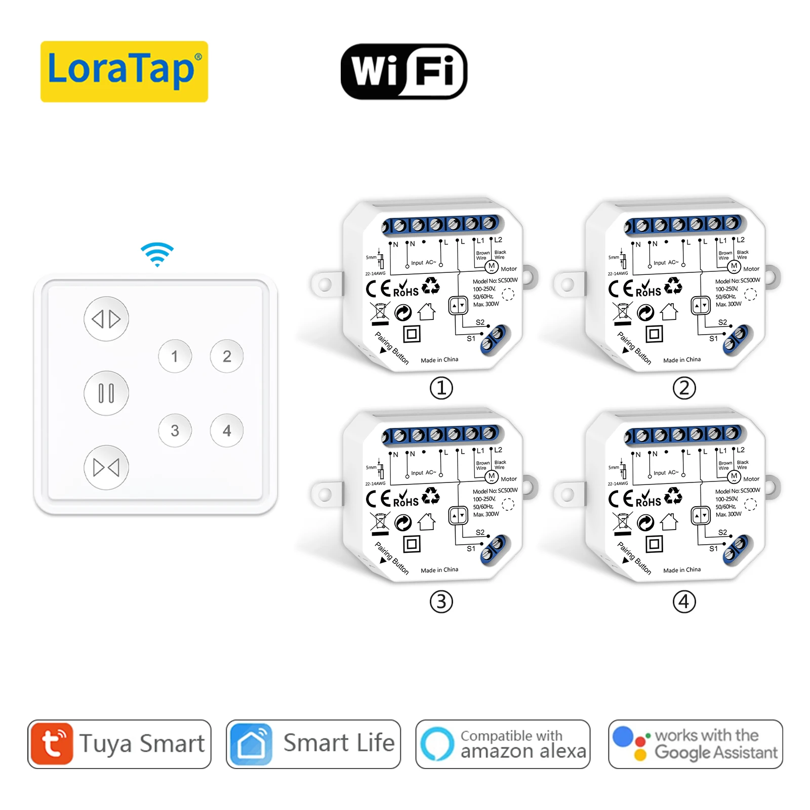 

LoraTap Tuya Smart Life 4-канальный модуль управления шторами