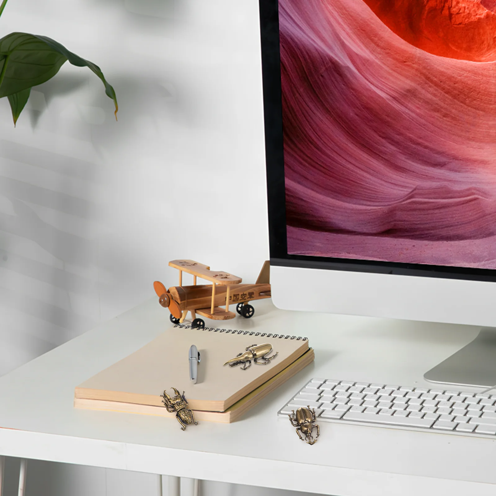 3 шт. Единорог настольные украшения металлический жук животное маленькие статуи