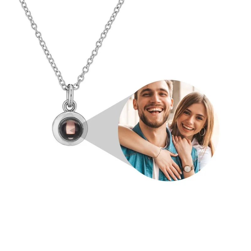 

Photo Customization Projection Necklace Lock Shape Projection Necklace Lover Family Wife Husband Memory Gift Valentine's Day Gif