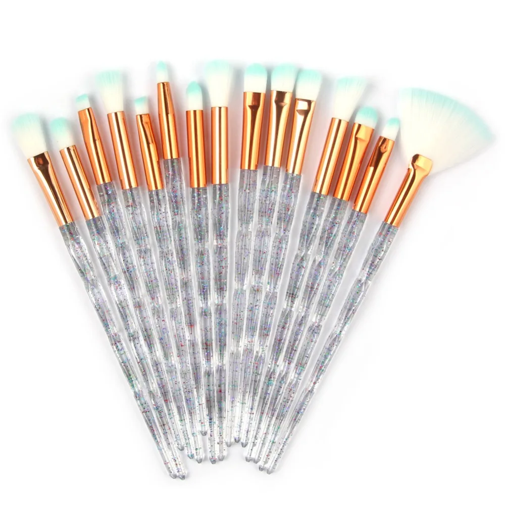 15pcs Diamond Makeup Brushes Set Eye Shadow Eyebrow Blending Powder Lip Concealer Fan Cosmetic Beauty Brush Tool Kit #281924 | Красота и