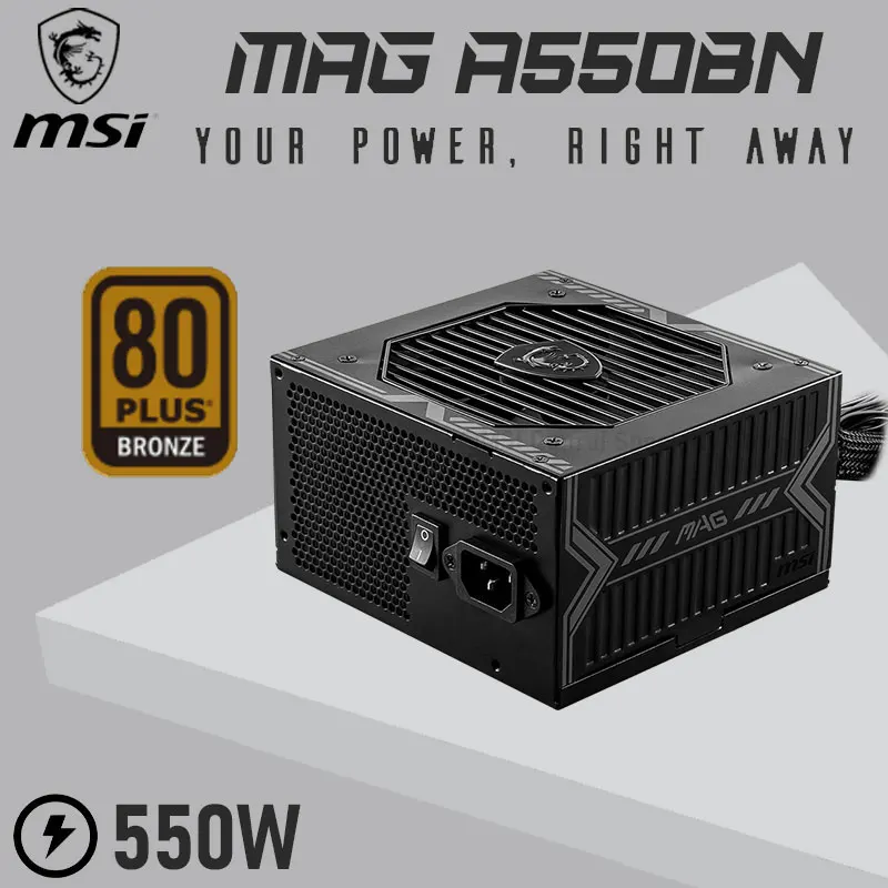 

MSI MAG A550BN Power Supply Rated 550W 100-240V Bronze PFC 120mm Gaming PC Power For Desktop Intel AMD Computer CPU ATX 12V New