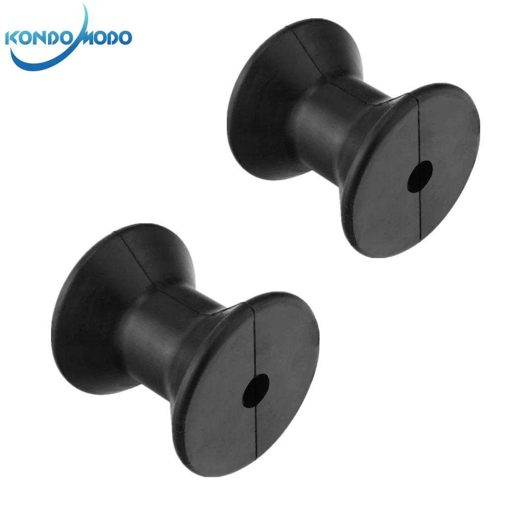 

2PCS Marine Hardware Quality AntiUV 3 Inch Mounting Width Boat Trailer Bow Stop Roller Black Rubber Spool Boat Yacht Accessories