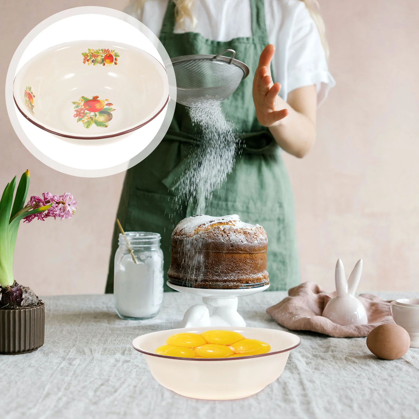 

Bowl Enamel Bowls Salad Basin Serving Soup Mixing Fruit Vintage Enamelware Pasta Washing Noodle Cereal Metal Container Grease