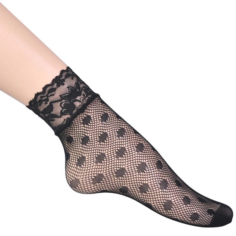 

Women's Socks Lace Invisible Thin Ladies Lace Sock Hollow Out Sexy Black Non-slip Summer Gothic Sock Female 6 Pairs Socks