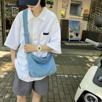 denim shoulder bags for women 2022 casual messenger bag y2k jeans daily shopping eco bag korea high quality canvas satchel ins