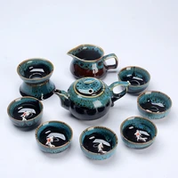 kung fu tea pot creative of tea set multicolor glaze porcelain tea setblue and white porcelain 6pcs teacup 1pcs teapot